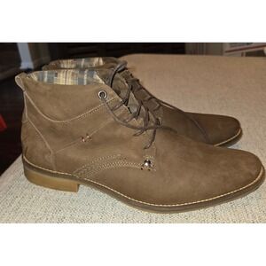 Mariner Mens Brown Leather Chukka Boots Lace Up Ankle Plaid Lined Size 8